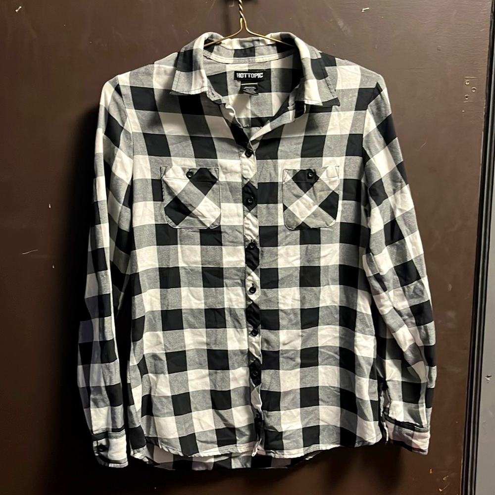 Black and white HOT TOPIC medium woman's flannel